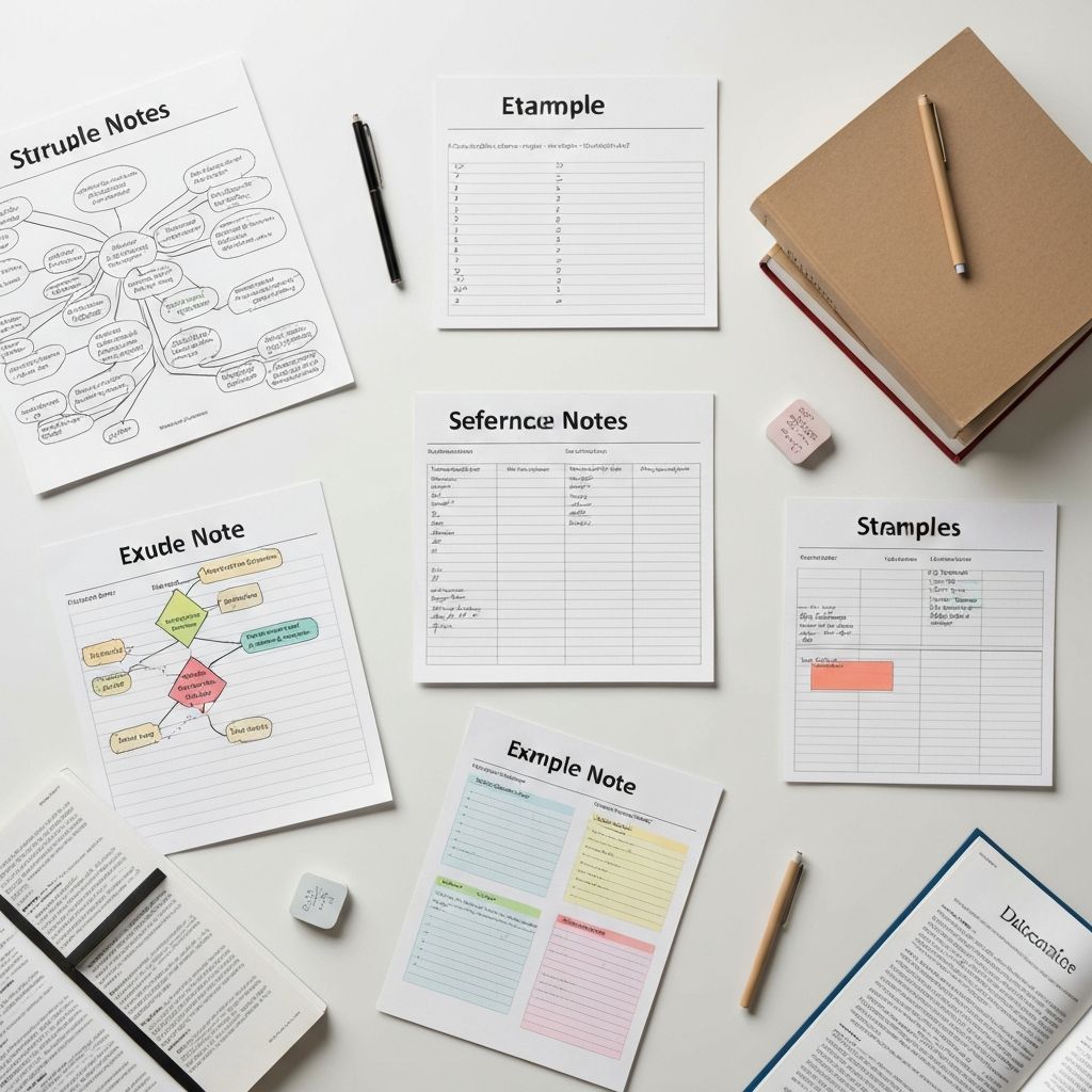 Несколько примеров структурированных заметок на рабочей поверхности