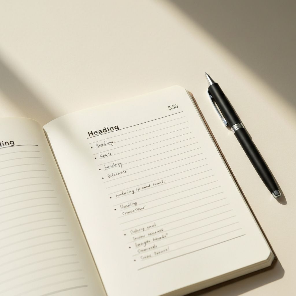 Минималистичный вид открытого блокнота с видимой структурой заметки